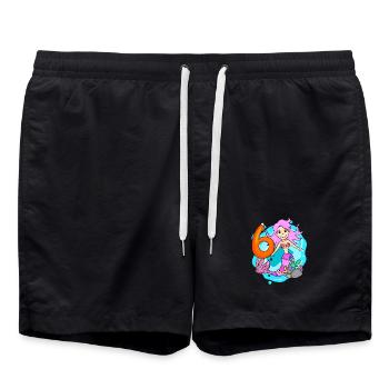 Mädchen 6 Jahre alt 6. Geburtstag Meerjungfrau - Badeshorts - Schwarz - Vorne - AI Model Male 185 light (185cm)