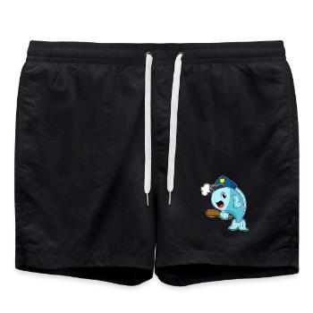 Fisch Polizist Schlagstock Polizei - Badeshorts - Schwarz - Vorne - AI Model Male 185 light (185cm)