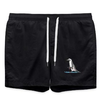Pinguin Skifahrer Ski - Badeshorts - Schwarz - Vorne - AI Model Male 185 light (185cm)