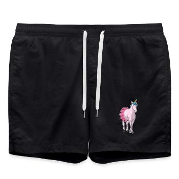 Einhorn Ballerina Ballett Tanz - Badeshorts - Schwarz - Vorne - AI Model Male 185 light (185cm)