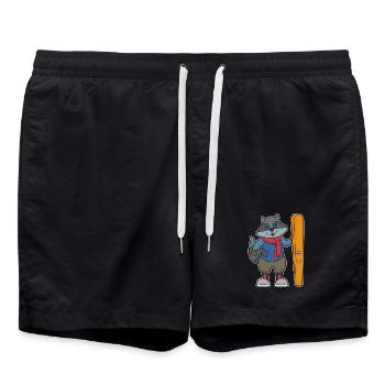 Waschbär Skifahrer Ski - Badeshorts - Schwarz - Vorne - AI Model Male 185 light (185cm)