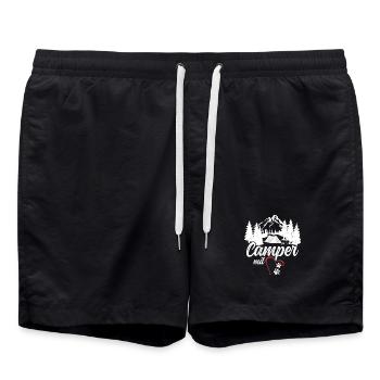 Camper mit Herz und Pfoten Hund Camping - Badeshorts - Schwarz - Vorne - AI Model Male 185 light (185cm)