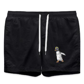 Pinguin Handballspieler Handball - Badeshorts - Schwarz - Vorne - AI Model Male 185 light (185cm)