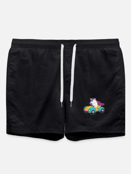 Einhorn Auto - Badeshorts - Schwarz