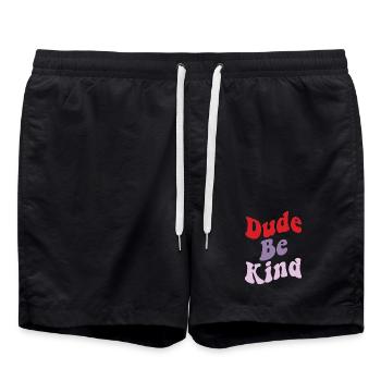 Dude Be Kind No Bullying - Short de bain - noir - Devant - AI Model Male 185 light (185cm)