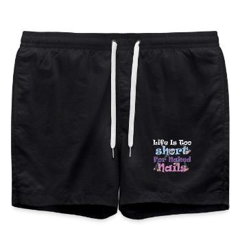 Das Leben Ist Zu Kurz Für Nackte Nail Tech - Badeshorts - Schwarz - Vorne - AI Model Male 185 light (185cm)
