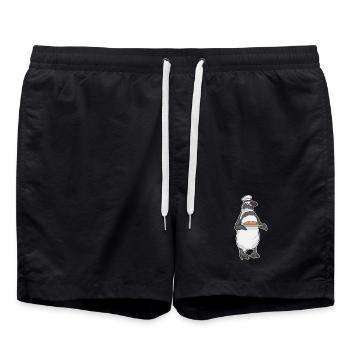 Pinguin Bäcker Brot Backen - Badeshorts - Schwarz - Vorne - AI Model Male 185 light (185cm)