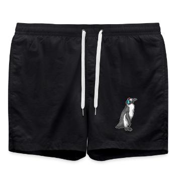 Penguin Headphones Music - Swim Trunks - black - Front - AI Model Male 185 light (185cm)