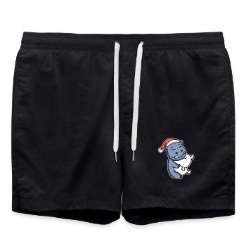 Hippopotame Noël - Short de bain - noir - Devant - AI Model Male 185 light (185cm)