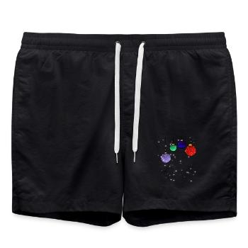 Boules d’arbre de Noël avec flocons de neige - Short de bain - noir - Devant - AI Model Male 185 light (185cm)
