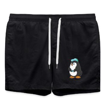 Penguin Photographer Camera - Swim Trunks - black - Front - AI Model Male 185 light (185cm)