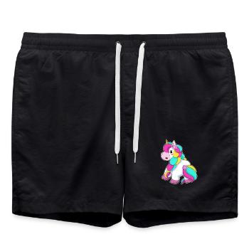 Unicorn Flower - Swim Trunks - black - Front - AI Model Male 185 light (185cm)