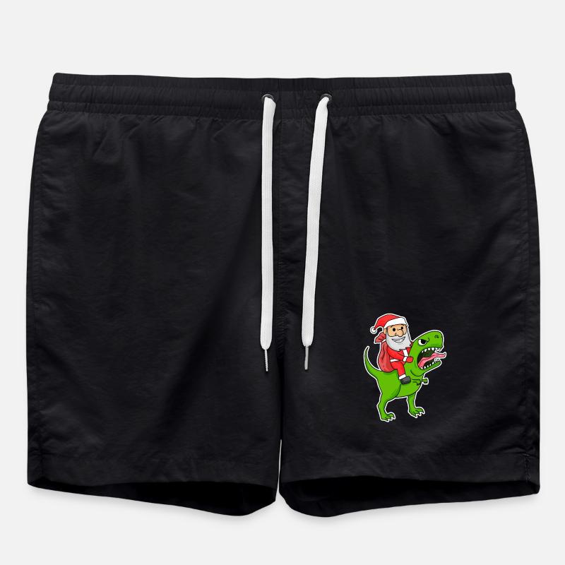Weihnachtsmann Dinosaurier - Badeshorts - Schwarz