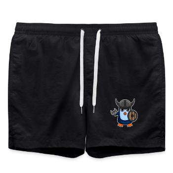 Motif de manchot viking - Short de bain - noir - Devant - AI Model Male 185 light (185cm)