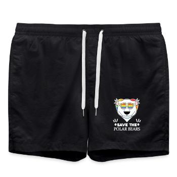 Ours polaire Ours polaire Environnement Protection du climat Conservation de la nature - Short de bain - noir - Devant - AI Model Male 185 light (185cm)