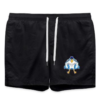 Muscular Seagull Seagull Gift - Swim Trunks - black - Front - AI Model Male 185 light (185cm)