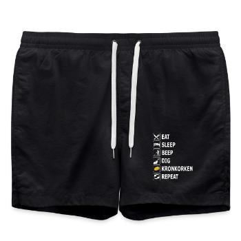 sondeln, Sondengänger, Kronkorken, Metallsuche - Badeshorts - Schwarz - Vorne - AI Model Male 185 light (185cm)