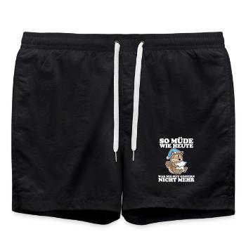 Müde Spruch lustig mit Eichhörnchen Motiv - Badeshorts - Schwarz - Vorne - AI Model Male 185 light (185cm)