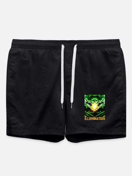 Green Illumination Motif - Swim Trunks - black