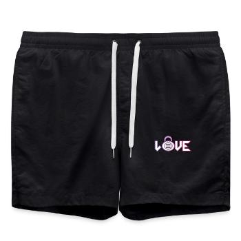 Love Lock Neon Outline - Swim Trunks - black - Front - AI Model Male 185 light (185cm)
