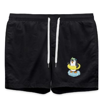 Pinguin Schwimmen Schwimmring Sommer - Badeshorts - Schwarz - Vorne - AI Model Male 185 light (185cm)