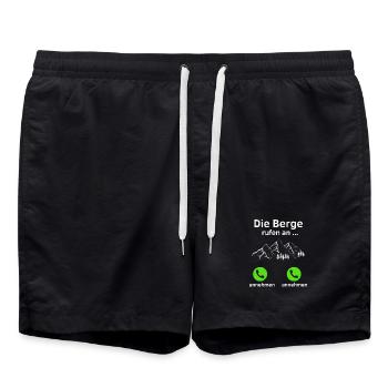 Die Berge rufen an - annehmen oder annehmen? - Badeshorts - Schwarz - Vorne - AI Model Male 185 light (185cm)
