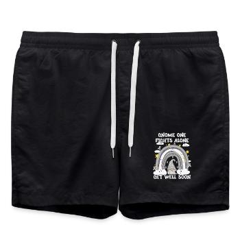 Gnome One Fights Alone Brain Cancer - Swim Trunks - black - Front - AI Model Male 185 light (185cm)