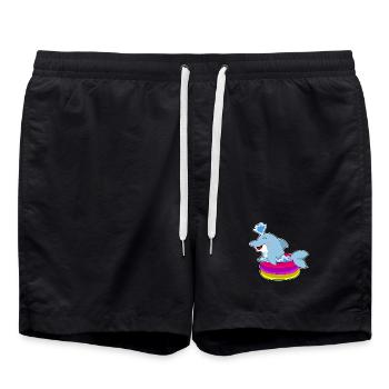 Delfin Schwimmen Pool Sommer - Badeshorts - Schwarz - Vorne - AI Model Male 185 light (185cm)