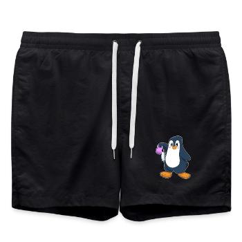 Pinguin Eiskaffee - Badeshorts - Schwarz - Vorne - AI Model Male 185 light (185cm)