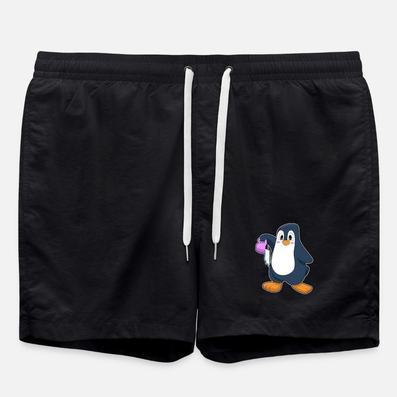 Penguin Iced Coffee - Swim Trunks - black