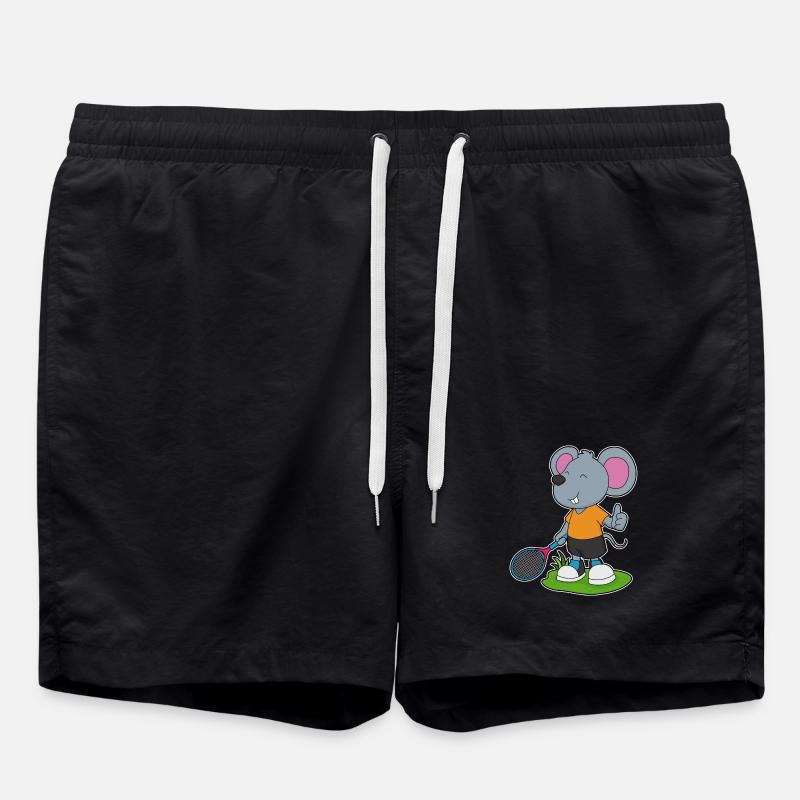 Mouse Tennis Racket - Swim Trunks - black