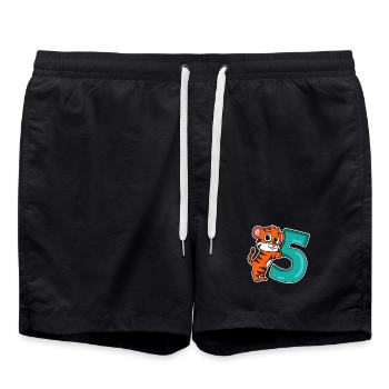 5 Jahre alt - 5 Geburtstag mit Tier Motiv - Badeshorts - Schwarz - Vorne - AI Model Male 185 light (185cm)