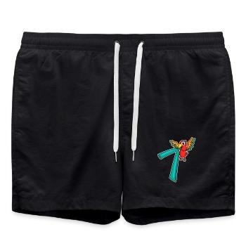 7 Jahre alt - 7 Geburtstag mit Tier Motiv - Badeshorts - Schwarz - Vorne - AI Model Male 185 light (185cm)