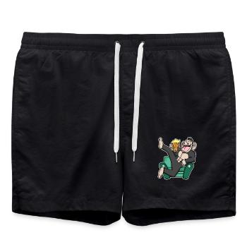 Drôle de singe boit de la bière - Short de bain - noir - Devant - AI Model Male 185 light (185cm)