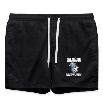 Müde Spruch lustig Schlafen Ausschlafen Faul - Badeshorts - Schwarz - Vorne - AI Model Male 185 light (185cm)