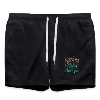 Frohes Neues Jahr Schriftzug - Badeshorts - Schwarz - Vorne - AI Model Male 185 light (185cm)