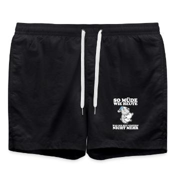 Müde Spruch lustig Schlafen Ausschlafen Faul - Badeshorts - Schwarz - Vorne - AI Model Male 185 light (185cm)