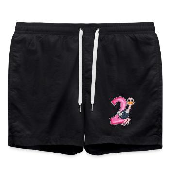 2 ans - 2ème anniversaire avec motif animal - Short de bain - noir - Devant - AI Model Male 185 light (185cm)