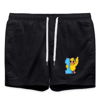 1 year old - Enrollment - Duck motif - Winner - Swim Trunks - black - Front - AI Model Male 185 light (185cm)