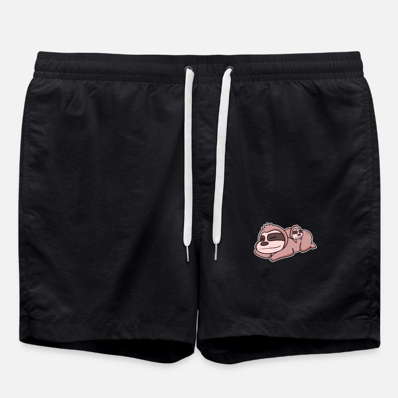 Sloth with baby - Swim Trunks - black