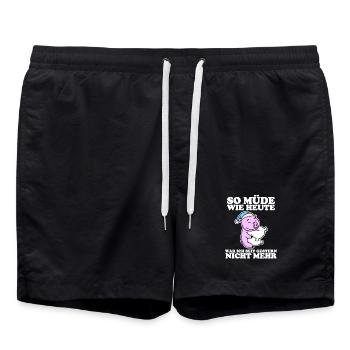 Müde Spruch lustig Schlafen Ausschlafen Faul - Badeshorts - Schwarz - Vorne - AI Model Male 185 light (185cm)