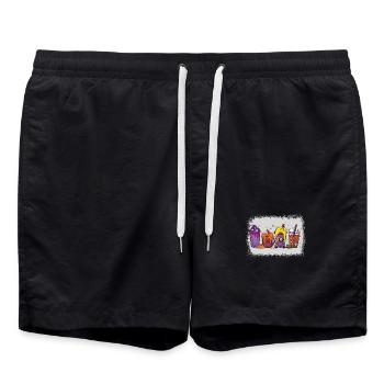 Autumn Hot Chocolate Cup Halloween - Swim Trunks - black - Front - AI Model Male 185 light (185cm)