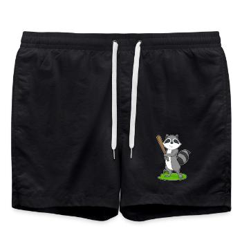 Raccoon Baseball Baseball Bat - Swim Trunks - black - Front - AI Model Male 185 light (185cm)