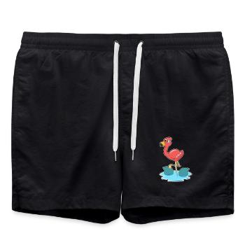 Nageoires de requin flamant rose - Short de bain - noir - Devant - AI Model Male 185 light (185cm)
