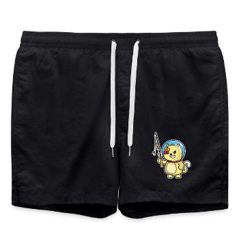 Niedliche Katze Katze Fischer und Fisch Humor Pfirsich - Badeshorts - Schwarz - Vorne - AI Model Male 185 light (185cm)