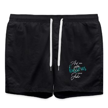 Neujahrswunsch Handlettering - Badeshorts - Schwarz - Vorne - AI Model Male 185 light (185cm)