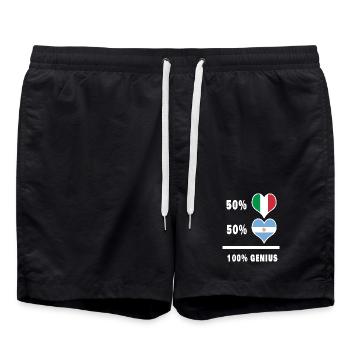 Drapeaux 100% géniaux de l’Argentine et de l’Italie - Short de bain - noir - Devant - AI Model Male 185 light (185cm)