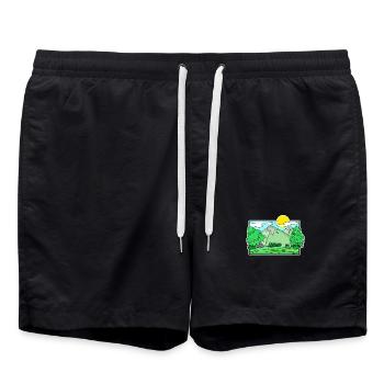 Montagnes Montagnes Mountain Peaks Forest - Short de bain - noir - Devant - AI Model Male 185 light (185cm)
