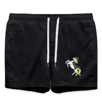Unicorn Superhero Cloak - Swim Trunks - black - Front - AI Model Male 185 light (185cm)