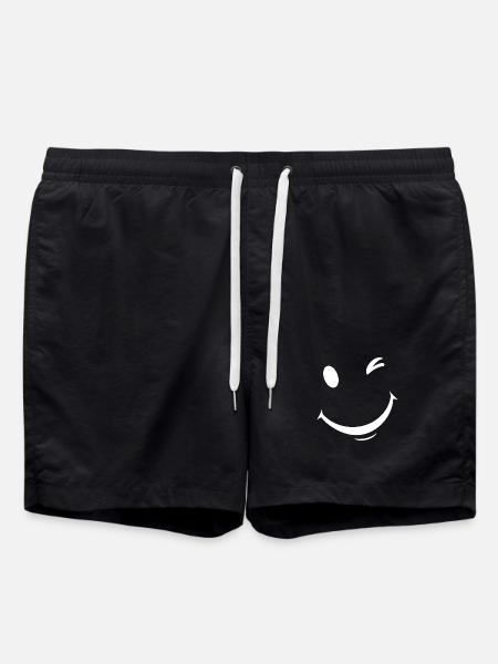 White wink expression - Swim Trunks - black